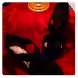 Black Wedge Strappy Sandal